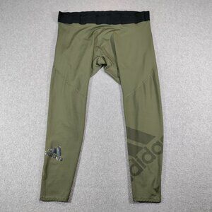 Adidas Alpha Skin Pants Mens 2XL Green Workout Stretch Logo